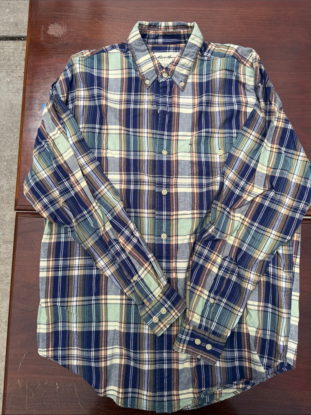 Classic Plaid Button-Down Shirt in Navy & Green